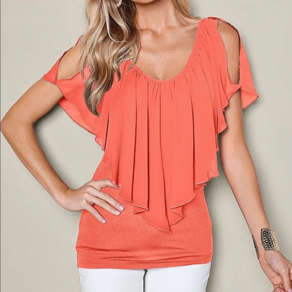 Venus cold shoulder flutter top